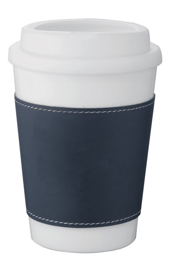 4035BL Double Walled White Tumbler Blue Sleeve