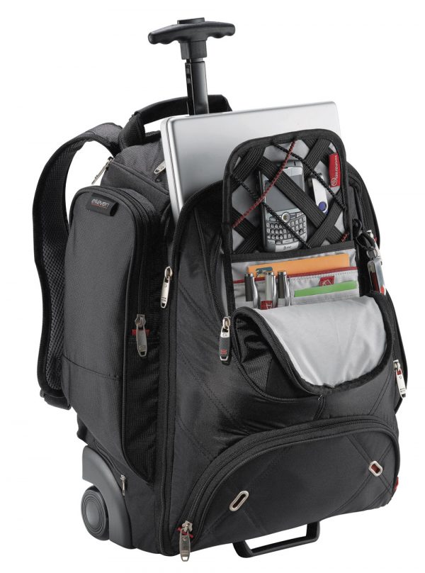 EL002 Elleven Wheeled Security Friendly Compu Backpack Open